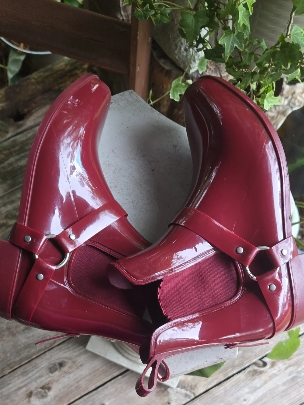 Lauren Ralph Lauren Tricia Red Harness Ankle Rain Boot Size 11